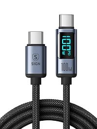 SiGN USB-C til USB-C-kabel 100W med skjerm